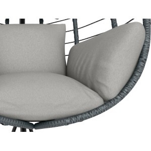 Detailaufnahme: Graue Kissen im faltbaren Hängesessel Cupertino. Bequemer Schwebesessel für entspannte Stunden.