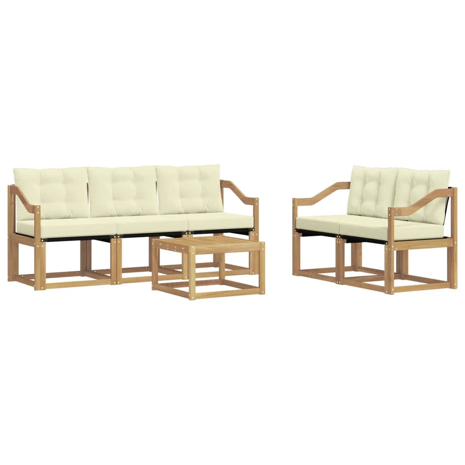 vidaXL Outdoor-Sofagarnitur mit Kissen 6-Tlg Weiß und Creme 3389220