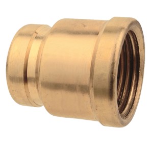 Kirchhoff Reduzier-Doppelmuffe aus Messing, 39 mm x 30,3 mm, für Gewindefittings.