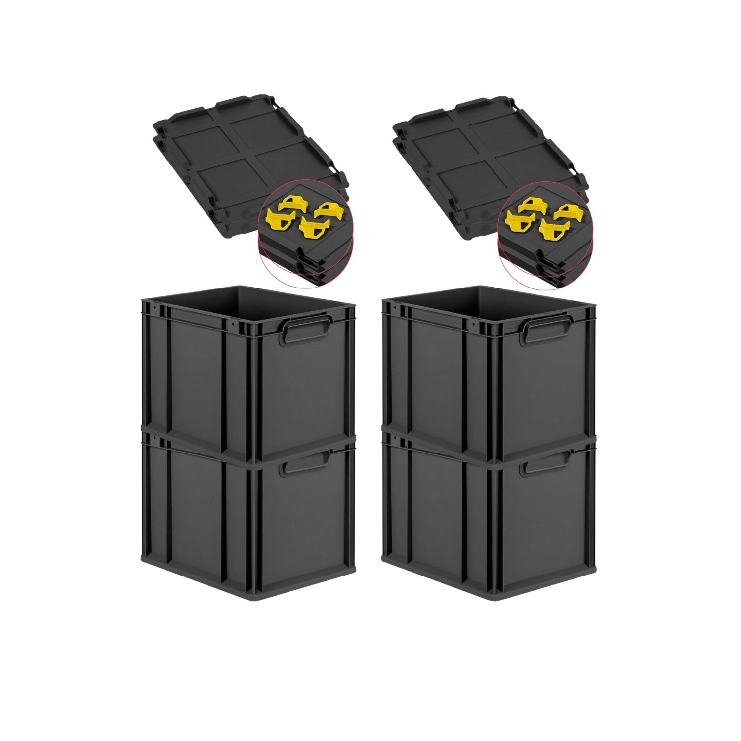 PROREGAL SuperSparSet 4x Eurobox Nextgen Grip Mit Auflagedeckel Und Gelben günstig online kaufen
