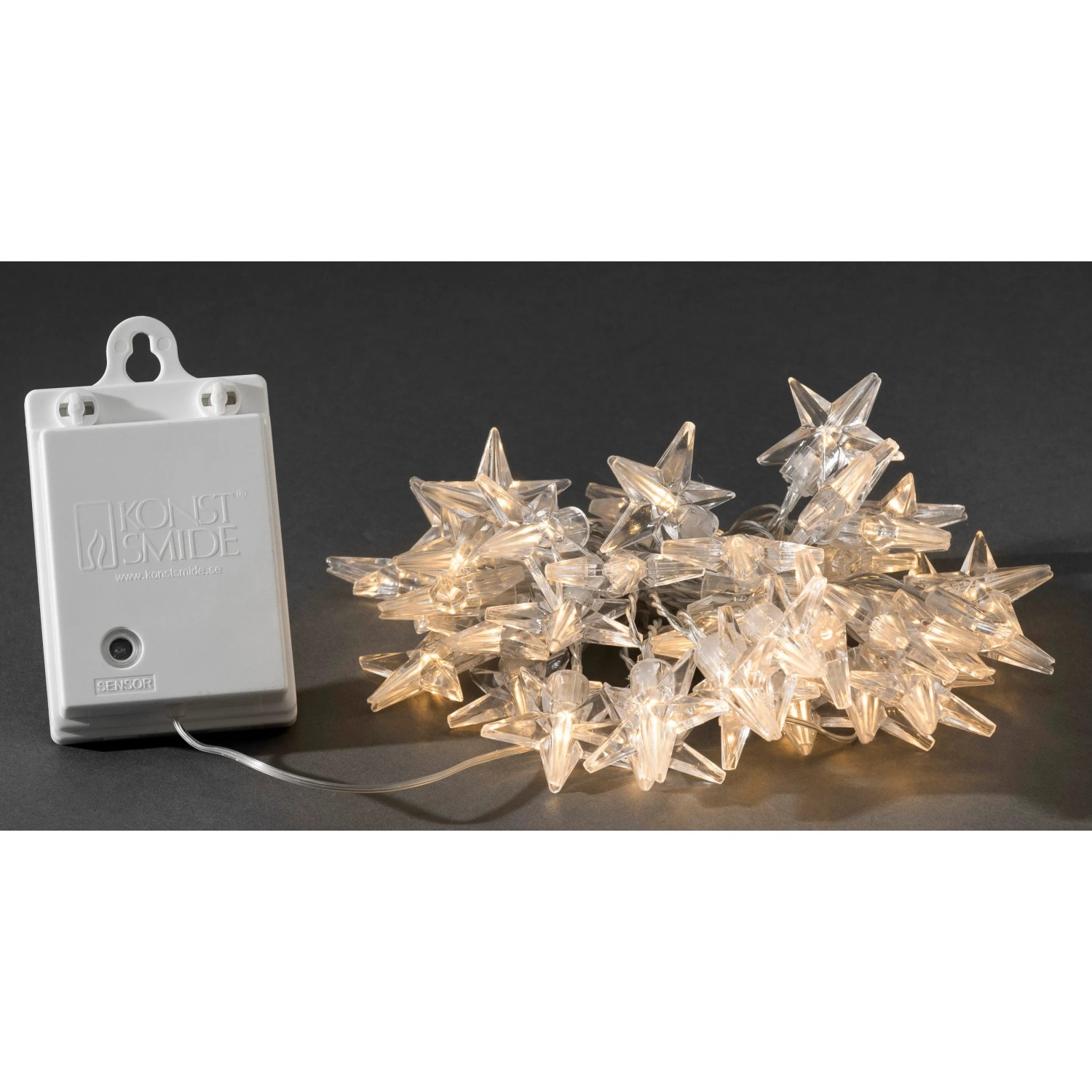 Konstsmide LED Lichterkette mit Acryl Sternen, 40 warmweiße LEDs, für Innen, mit Timer.