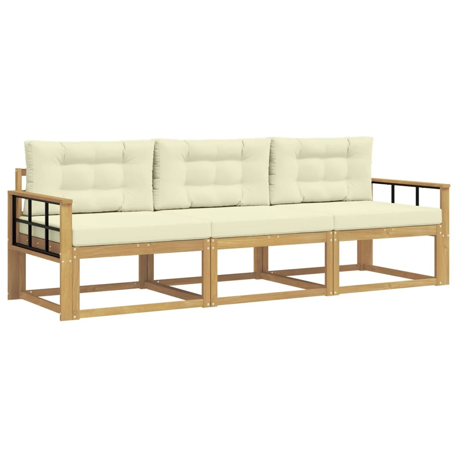 vidaXL Outdoor-Sofagarnitur mit Kissen 3 Stk Weiß und Creme Polyester 3385999