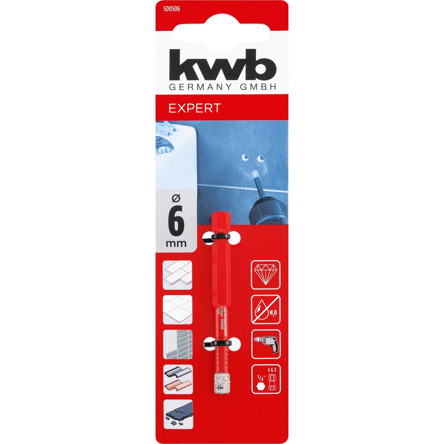 kwb Fliesenbohrer, 6 mm Durchmesser, geeignet für Akkuschrauber.