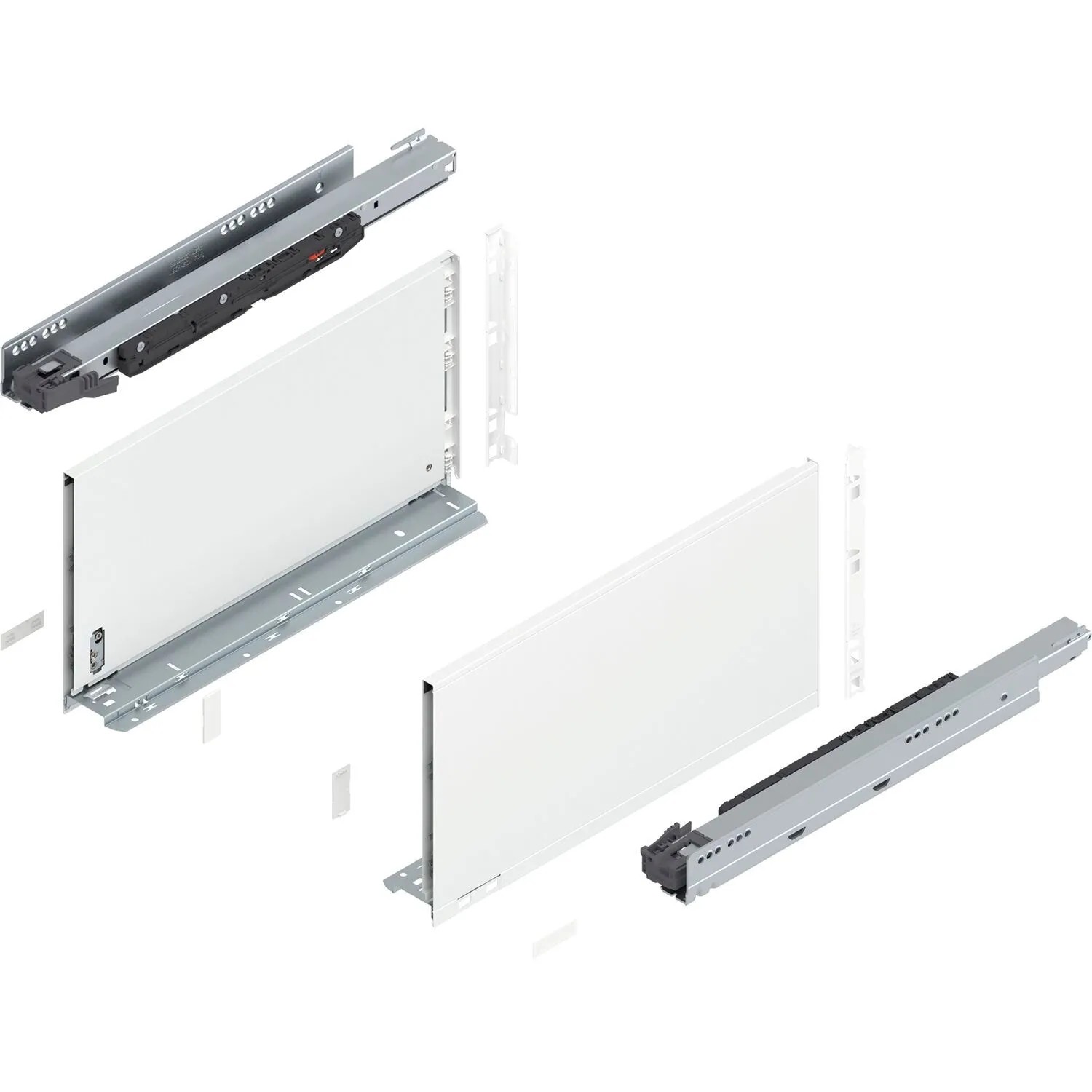 Blum Legrabox Pure Set Höhe F Tip-On Vollauszug 450 mm 70 kg Seidenweiß 1 Paar