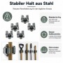 Fünf Wiltec Stahl Klemmhalter für Werkzeuge und Besen an der Wand. Robust, bis 4 kg belastbar.