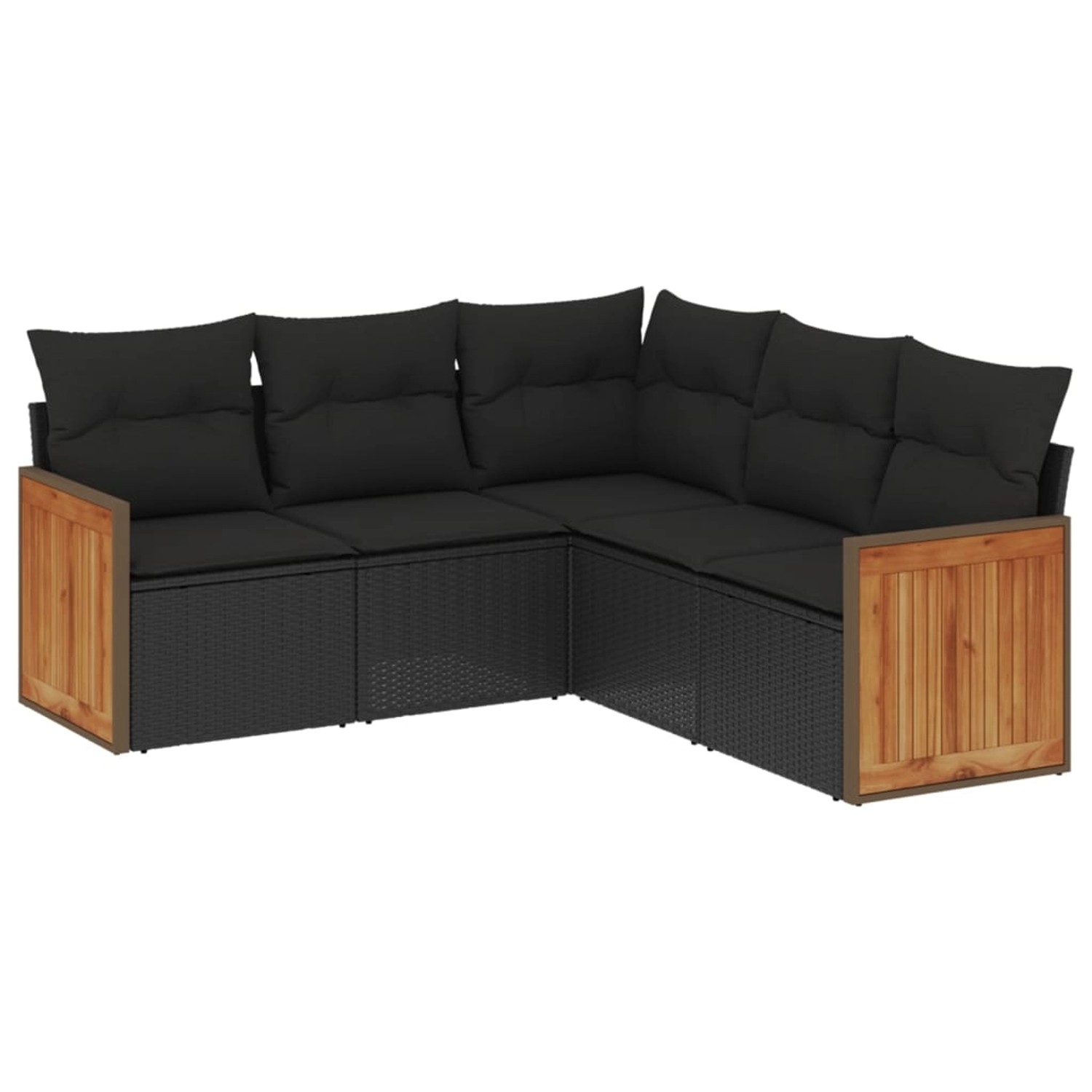 vidaXL 5-Tlg Garten-Sofagarnitur mit Kissen Schwarz Poly Rattan 3260039 günstig online kaufen