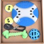 Heim Hunde-Outdoor-Spielzeug-Set, 6-teilig: Frisbee, Bälle, Clicker, Spieltau und Gitterball für Hunde.