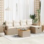 Beige 6-tlg. vidaXL Garten-Sofagarnitur aus Rattan mit Kissen für Terrasse und Garten.