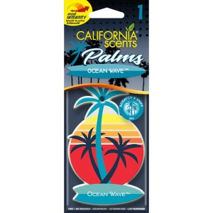 California Scents Lufterfrischer Palm Ocean Wave für Auto, mit Palmenmotiv und Duft nach Meeresbrise.