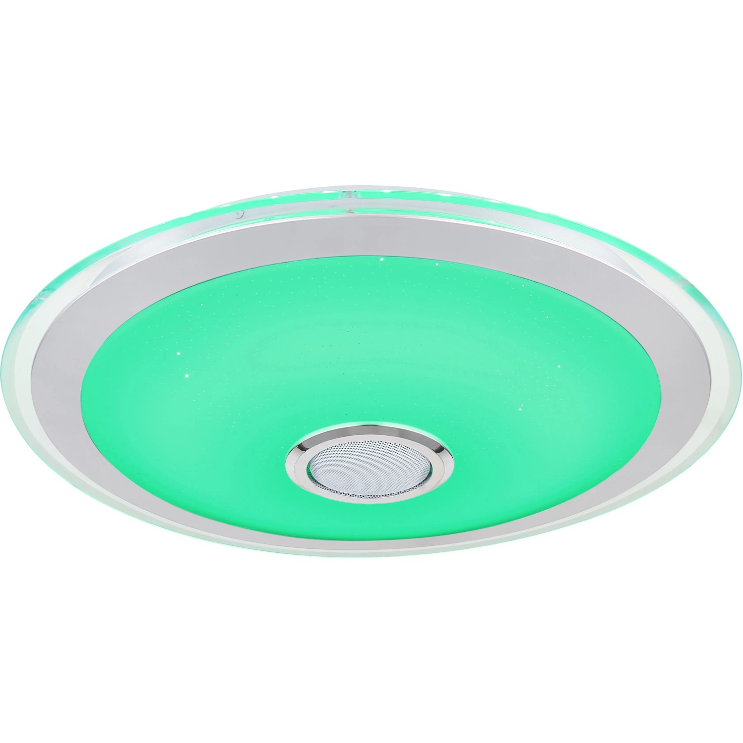 Weiße LED-Deckenleuchte Dunny mit Farbwechsel und Lautsprecher, 430x105 mm.