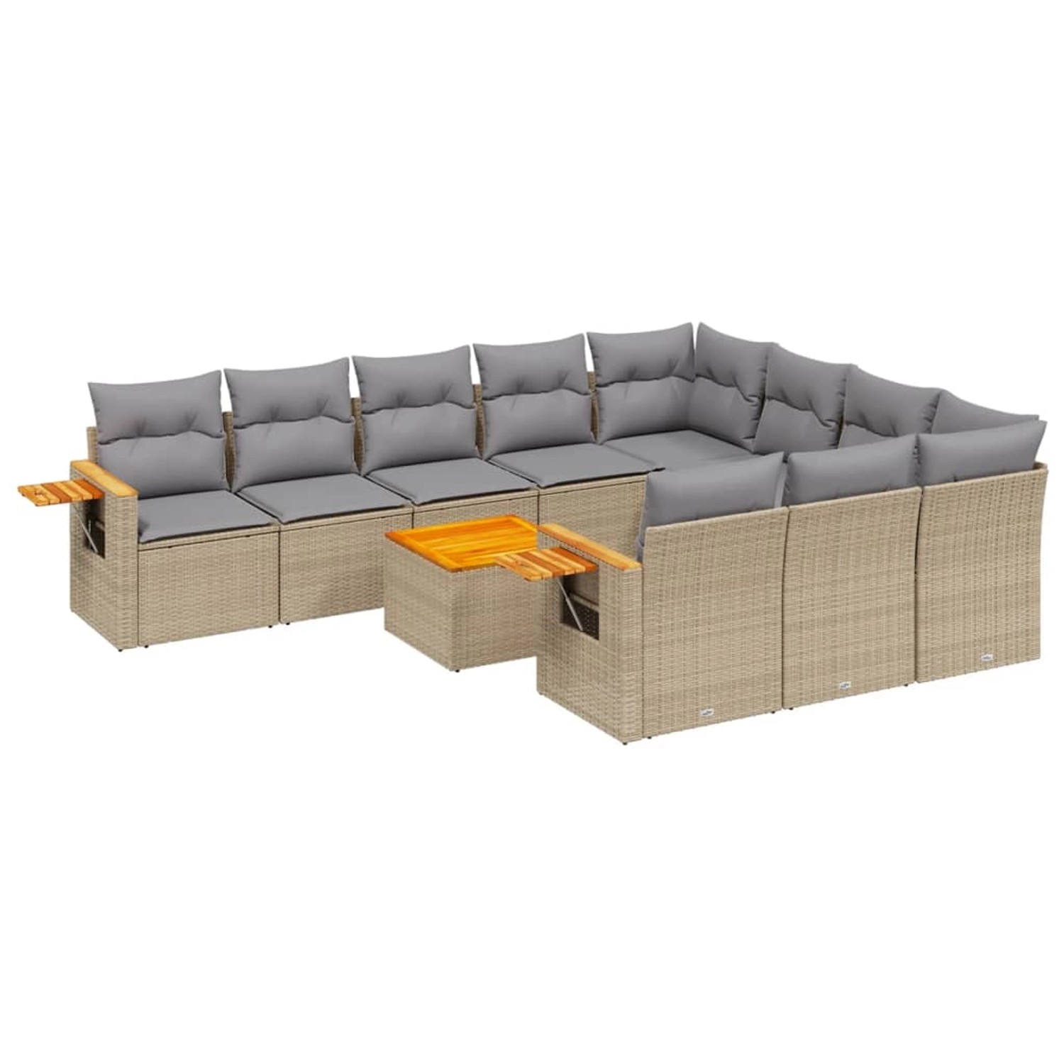 vidaXL 11-Tlg Garten-Sofagarnitur mit Kissen Beige Poly Rattan 3259588 günstig online kaufen