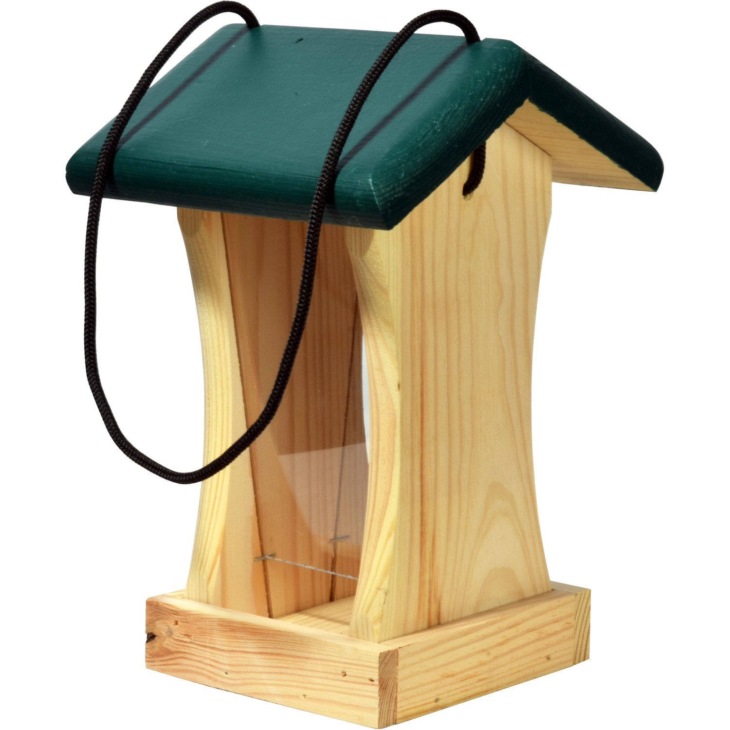 Dobar Vogelfutterstation mit Acrylglas-Futtersilo 16 cm x 16 cm x 24 cm Grün