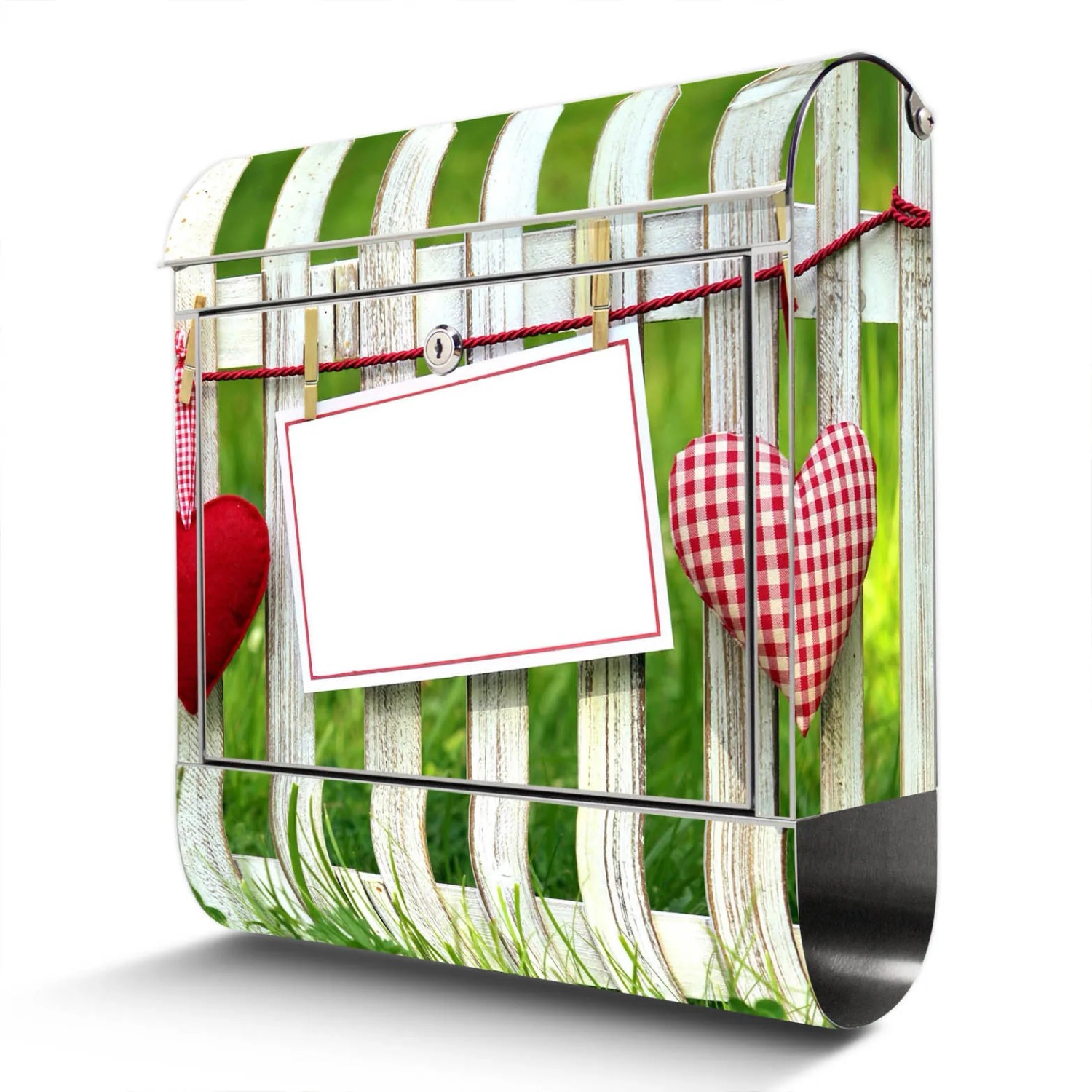 Banjado Briefkasten Edelstahl 38x43x12.5cm Rostfrei Mit Zeitungsfach Mit Motiv Motiv Wt Gartenzaun
