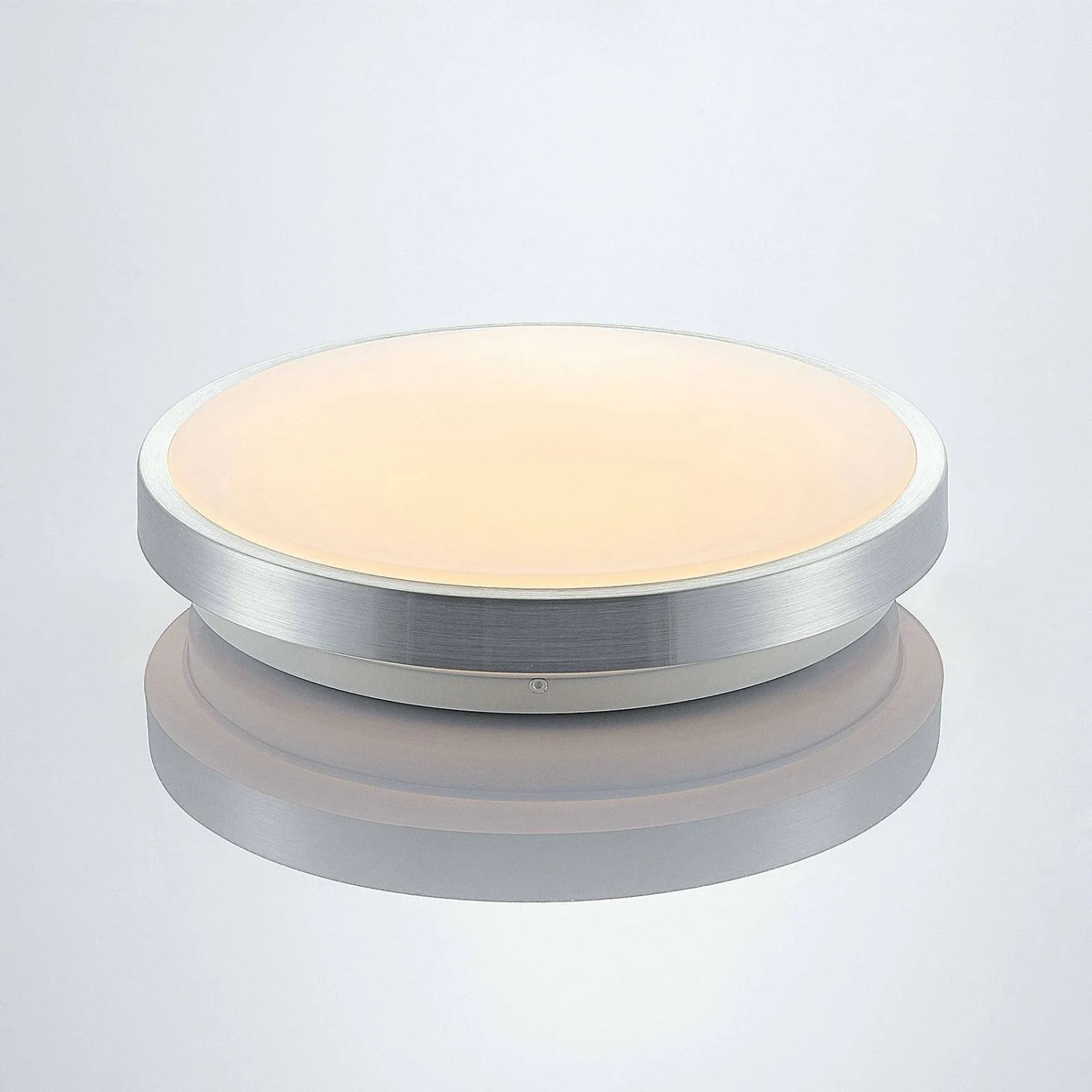 Moderne Lindby LED Deckenleuchte Emelie aus Aluminium, 30cm Durchmesser, für Wohnzimmer.