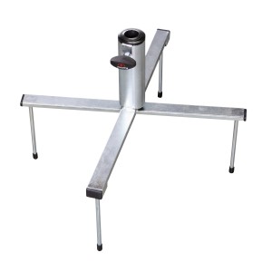 Faltbarer Rasenspieß für Sonnenschirme (25-38 mm) aus Metall, ideal für unterwegs.