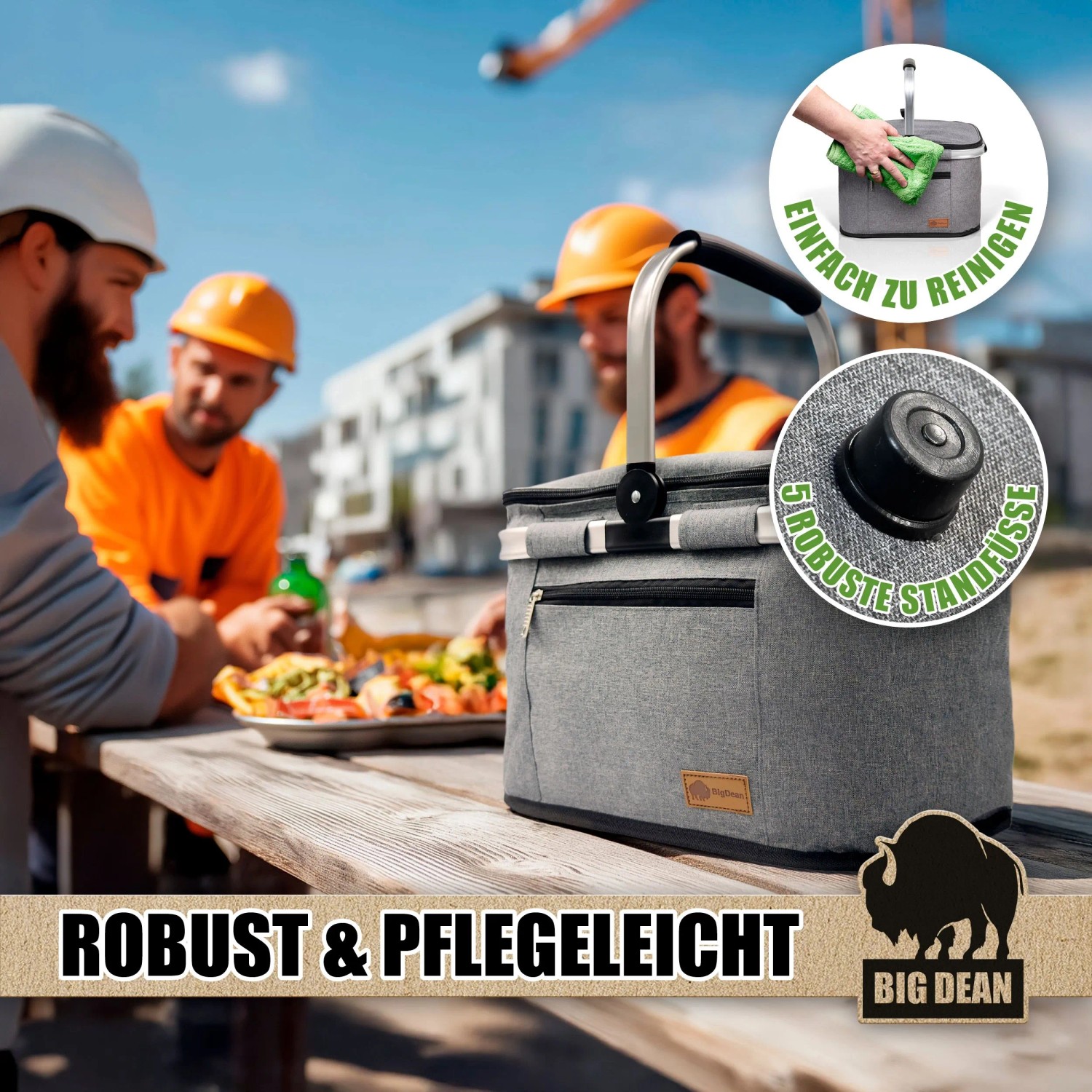 BigDean Kühlkorb 22L, Thermokorb mit Alugriff und Reißverschlusstasche