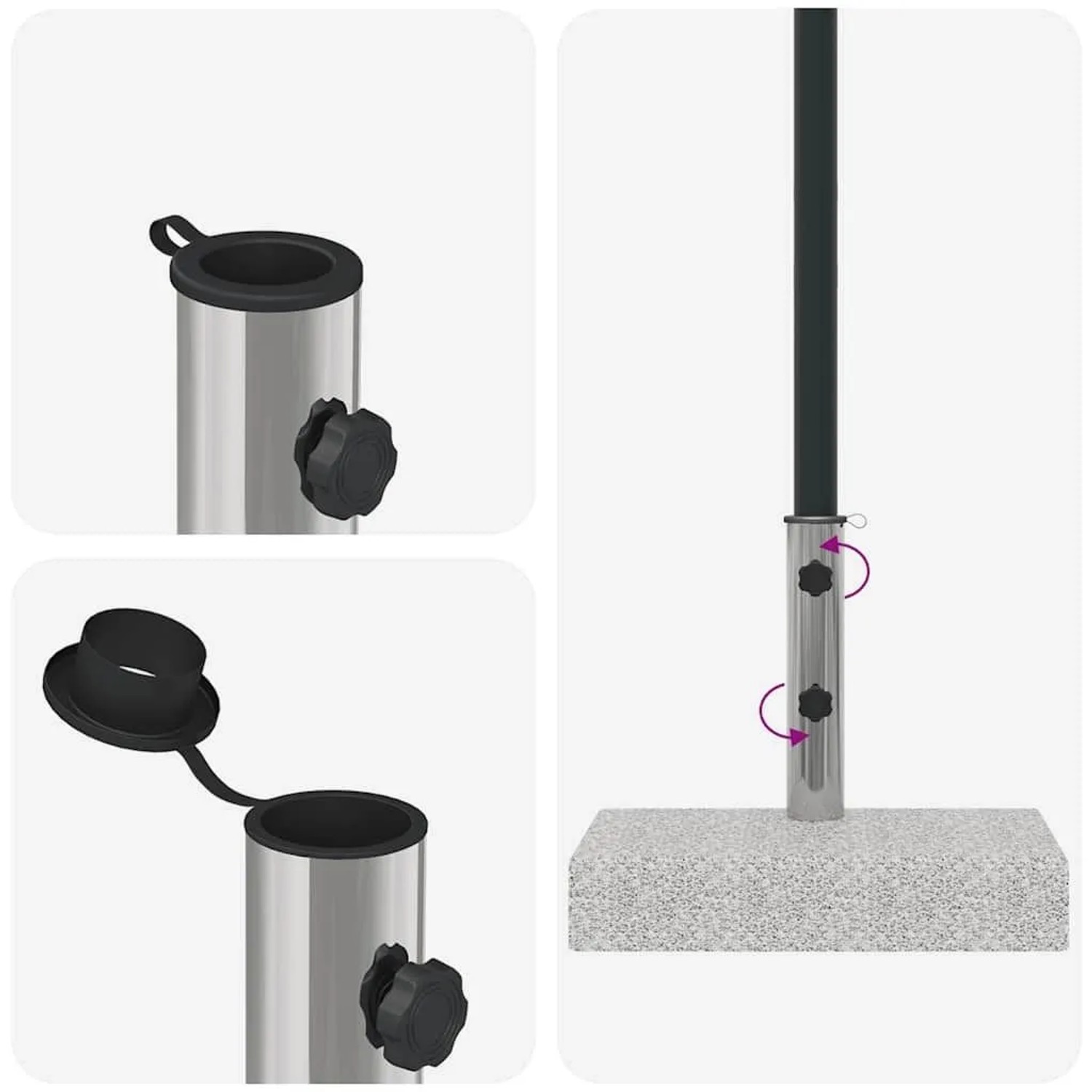 vidaXL Sonnenschirmständer Granit Rechteckig 25 kg 43725_8