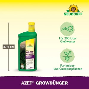 Neudorff Azet Grow-Dünger 1 l Flasche für Indoor- und Outdoorpflanzen.