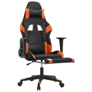 vidaXL Gaming-Stuhl mit Massage & Fußstütze Schwarz Orange Kunstleder 345528