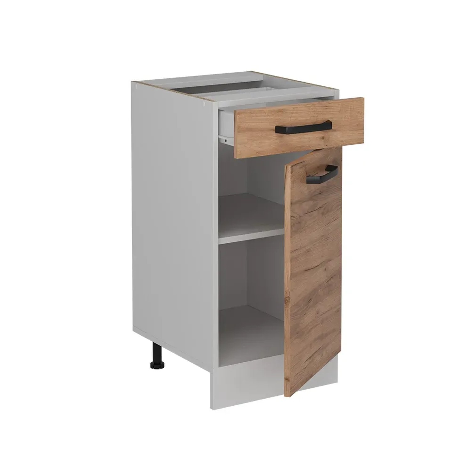 Vicco Küchenunterschrank R-Line Goldkraft Eiche 40 cm ohne Arbeitsplatte mit Weiß Korpus