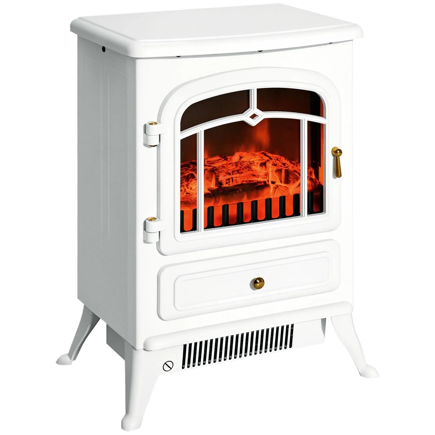 HOMCOM Elektrokamin Kaminofen Flammeneffekt Weiß 41,5 x 28 x 54,8 cm