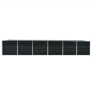 Anthrazitfarbenes vidaXL Garten-Hochbeet aus Stahl, 480x80x77 cm, ideal für Garten, Terrasse oder Balkon.