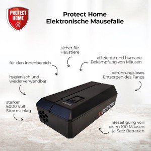 Protect Home elektronische Mausefalle für Innenräume, sicher für Haustiere, bis zu 100 Mäuse pro Batterieladung.