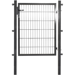 Anthrazitfarbenes Gartentor aus Stahl mit Doppelstabmatten-Füllung, 120x100 cm.