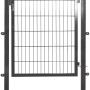 Anthrazitfarbenes Gartentor aus Stahl mit Doppelstabmatten-Füllung, 120x100 cm.