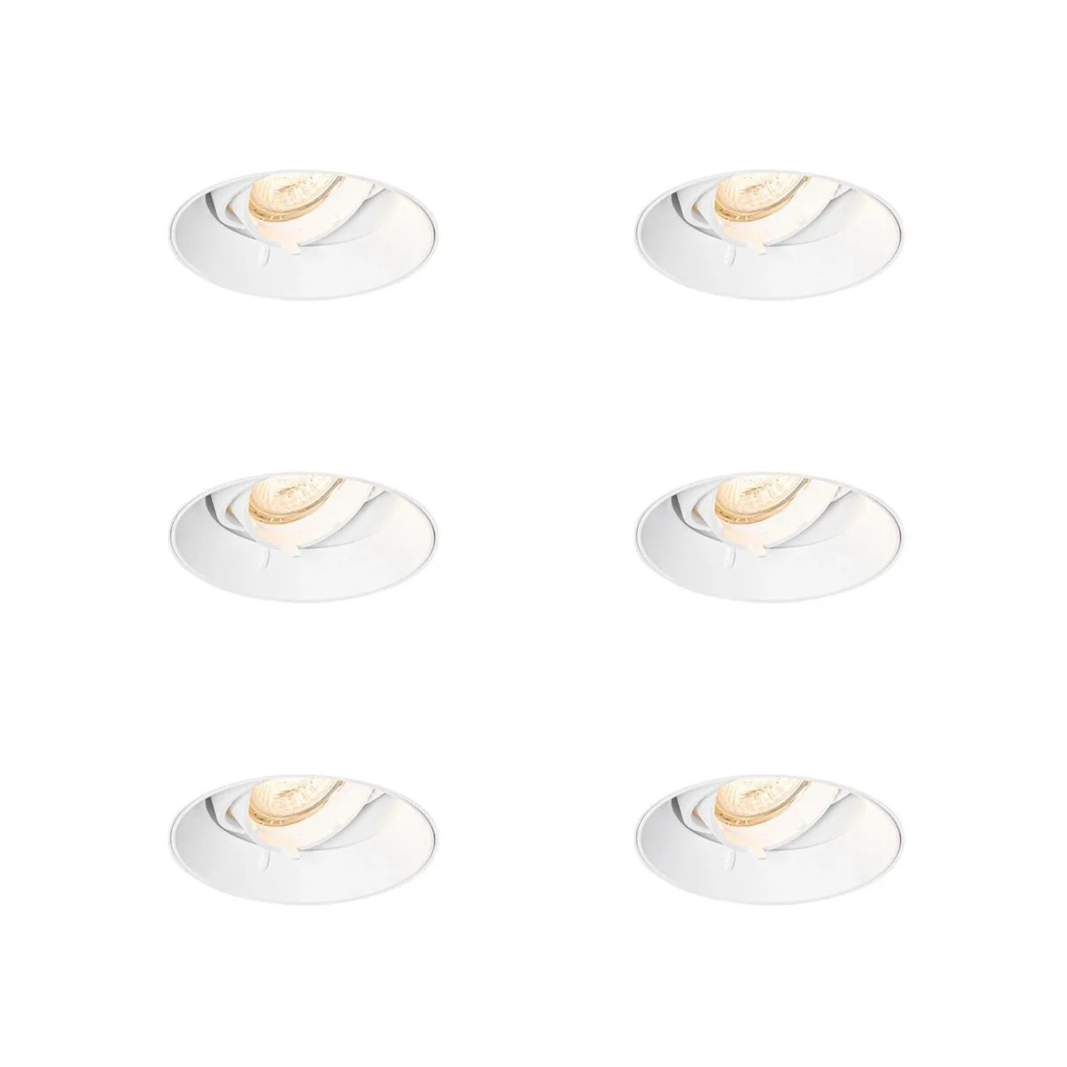 QAZQA Set mit 6 Modernen Einbaustrahlern Weiß GU10 Rund Trimless Oneon