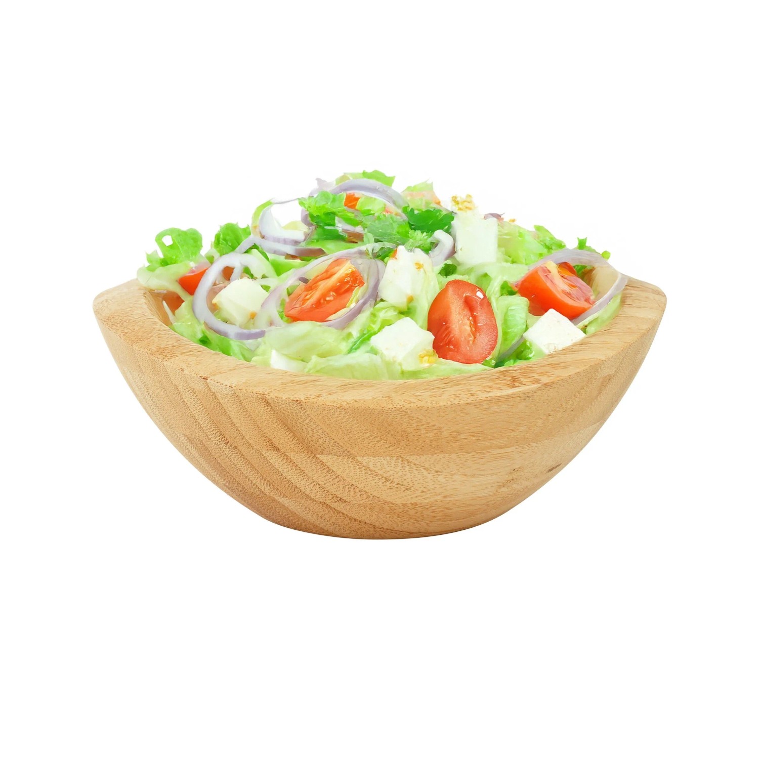 Relaxdays Salatschüssel Bambus Natur 25 cm x 23 cm x 10 cm