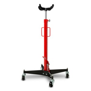 EBERTH Getriebeheber 500kg, rot/schwarz, mit Fußpedal und Rollen. Ideal für Werkstattarbeiten.