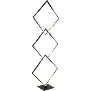 Moderne LED-Stehlampe in Schwarz matt mit drei quadratischen Rahmen für Wohnraumbeleuchtung.