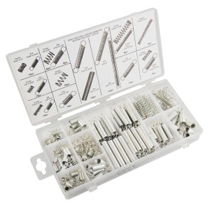 Tifler Zug- und Druckfedern Set, 200 Stück in Sortimentsbox aus Federstahl, verschiedene Größen.