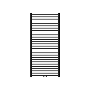 Schwarzer, gerader LuxeBath Badheizkörper Sahara, 750x1500 mm mit Mittelanschluss.