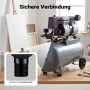 Wiltec Druckregler für Kompressor mit 2 Manometern, Schnellkupplungen. Detail des 1/2 Zoll Außengewindes für sichere Verbindung.