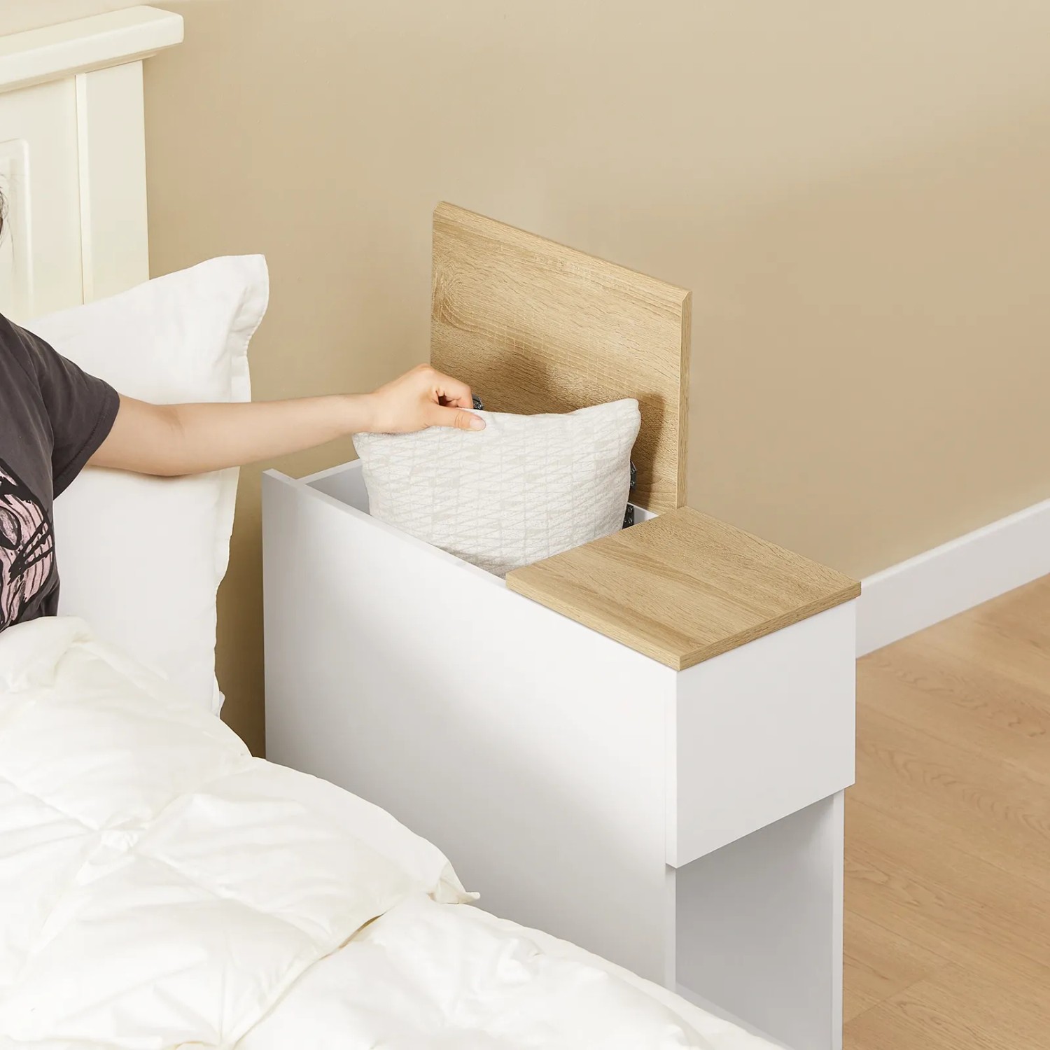 SoBuy Nachttisch Weiß FBT162-WN 25 cm breit 3 Fächer kaufen bei OBI