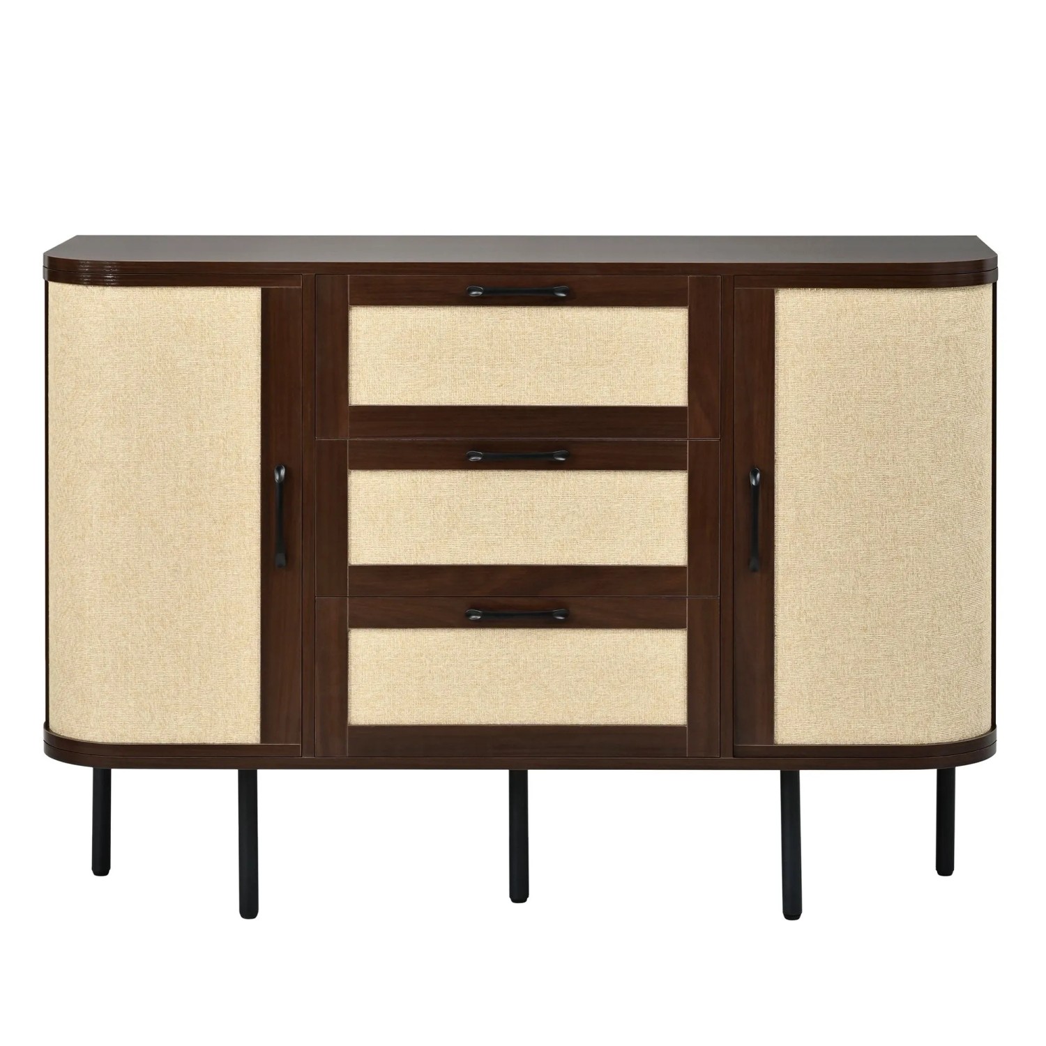 Merax Sideboard mit 2 Türen 3 Schubladen Verstellbaren Böden Holzoptik