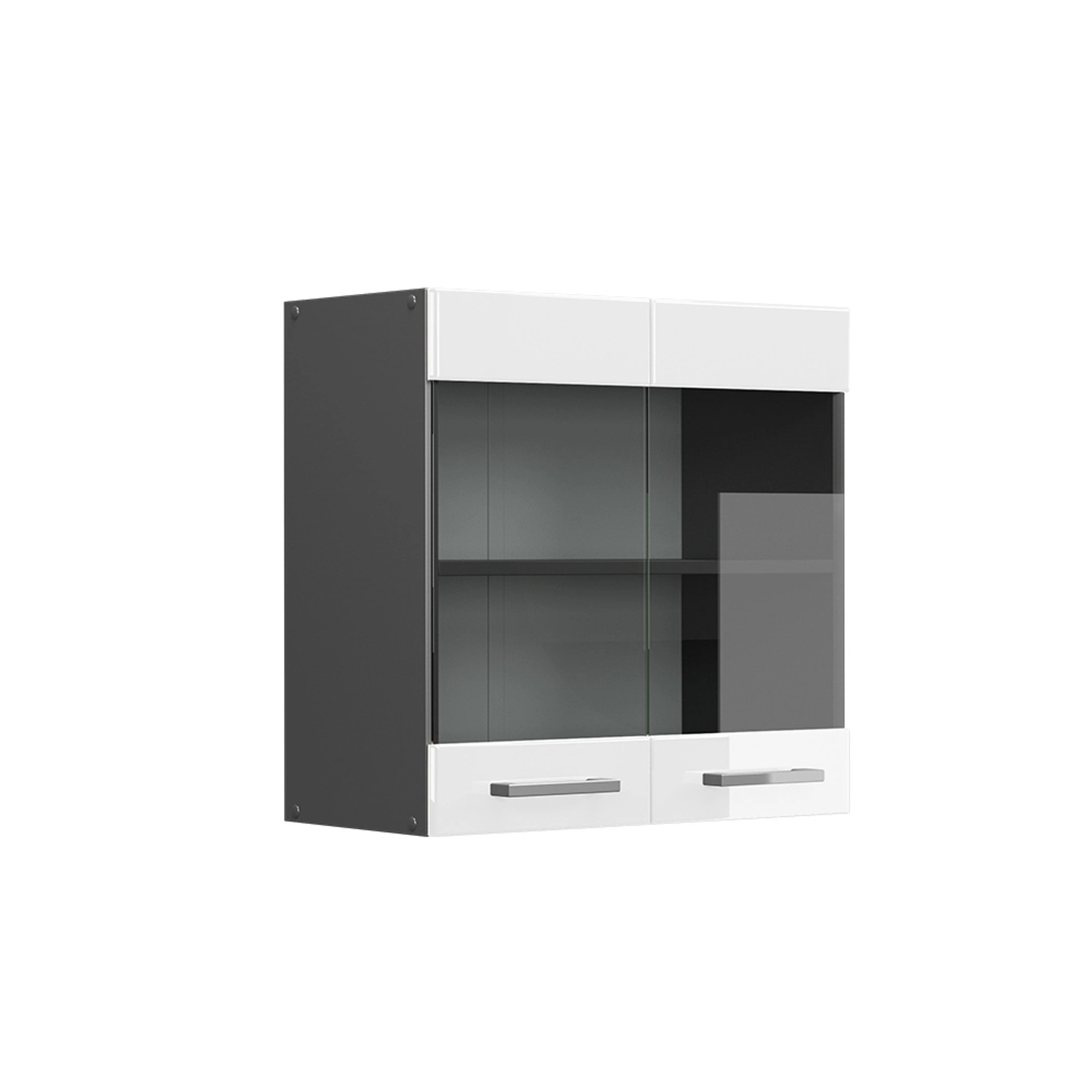 Thumbnail - Vicco Küchenglasschrank R-Line Glashängeschrank Weiß Hochglanz/Anthrazit 60 cm