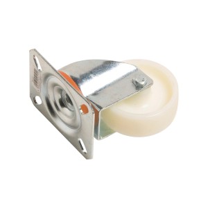 Lenkrolle mit Polyamidrad, Ø 80mm, 150kg Traglast, verzinktes Stahlblechgehäuse.