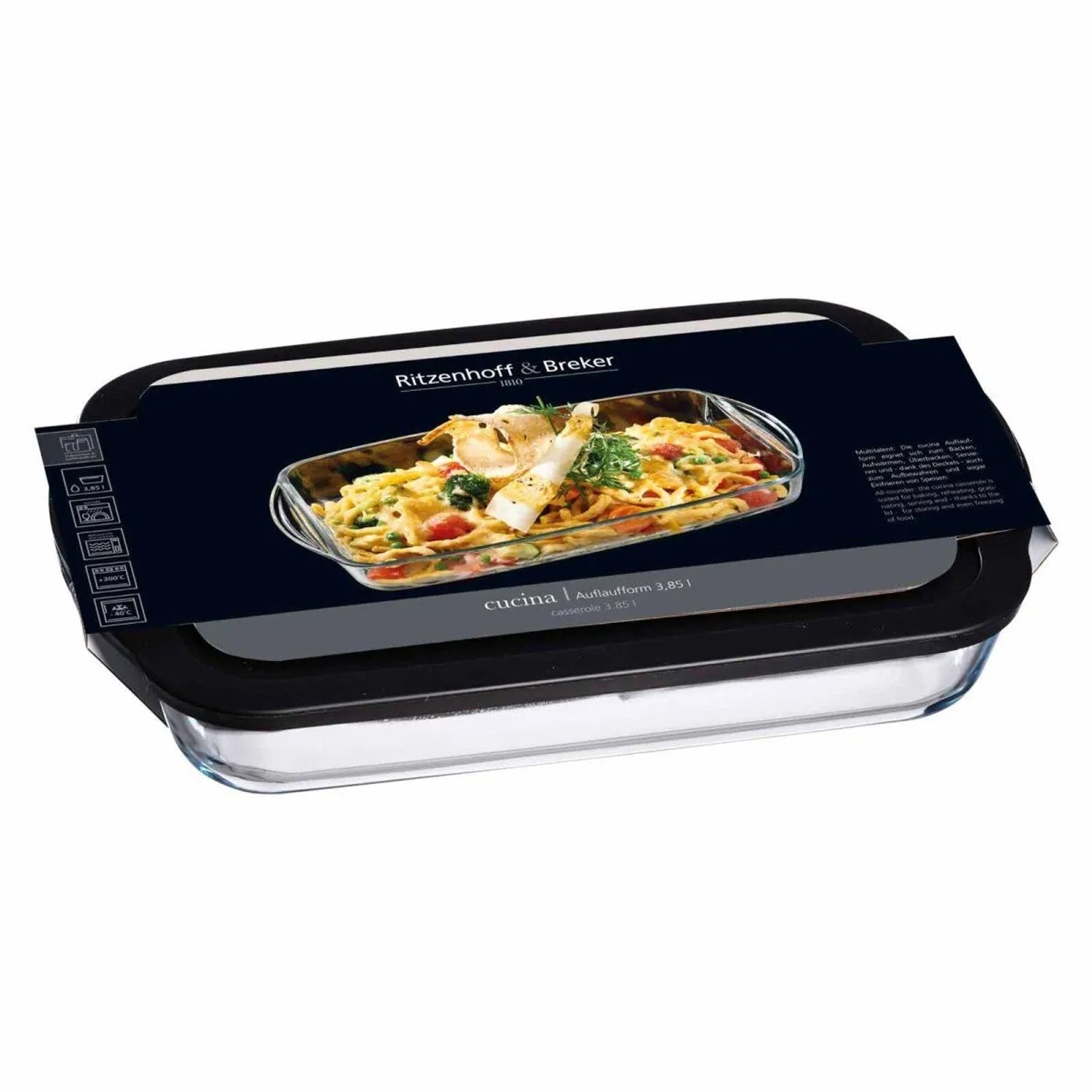 Ritzenhoff & Breker Cucina Auflaufform mit Frischhaltedeckel Rechteckig 3,85,