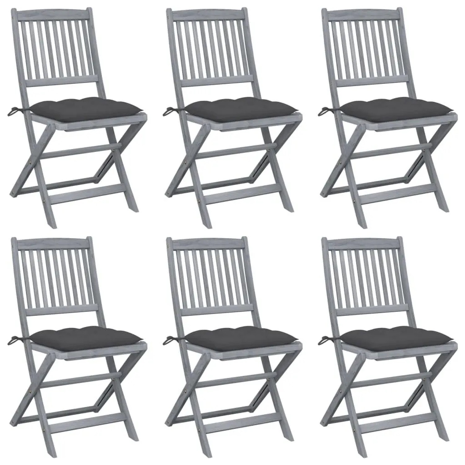vidaXL Klappbare Gartenstühle 6 Stk mit Kissen Massivholz Akazie 3065449