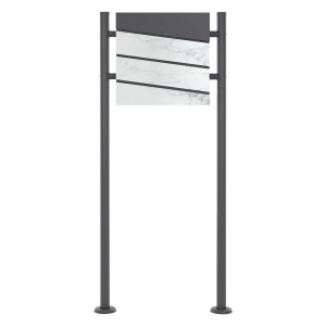 ML-Design Standbriefkasten in Anthrazit-Marmoroptik mit Zeitungsfach und 120cm Pfosten.