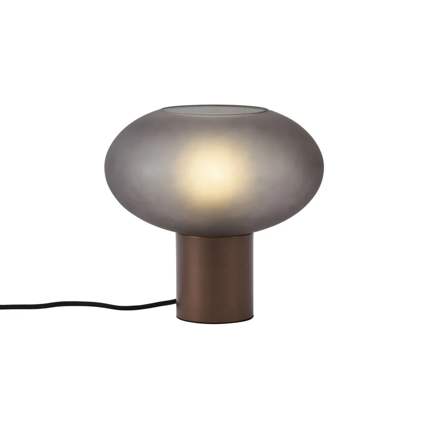 QAZQA Design Tischleuchte Bronze mit MattGrauem Glas Umbrella