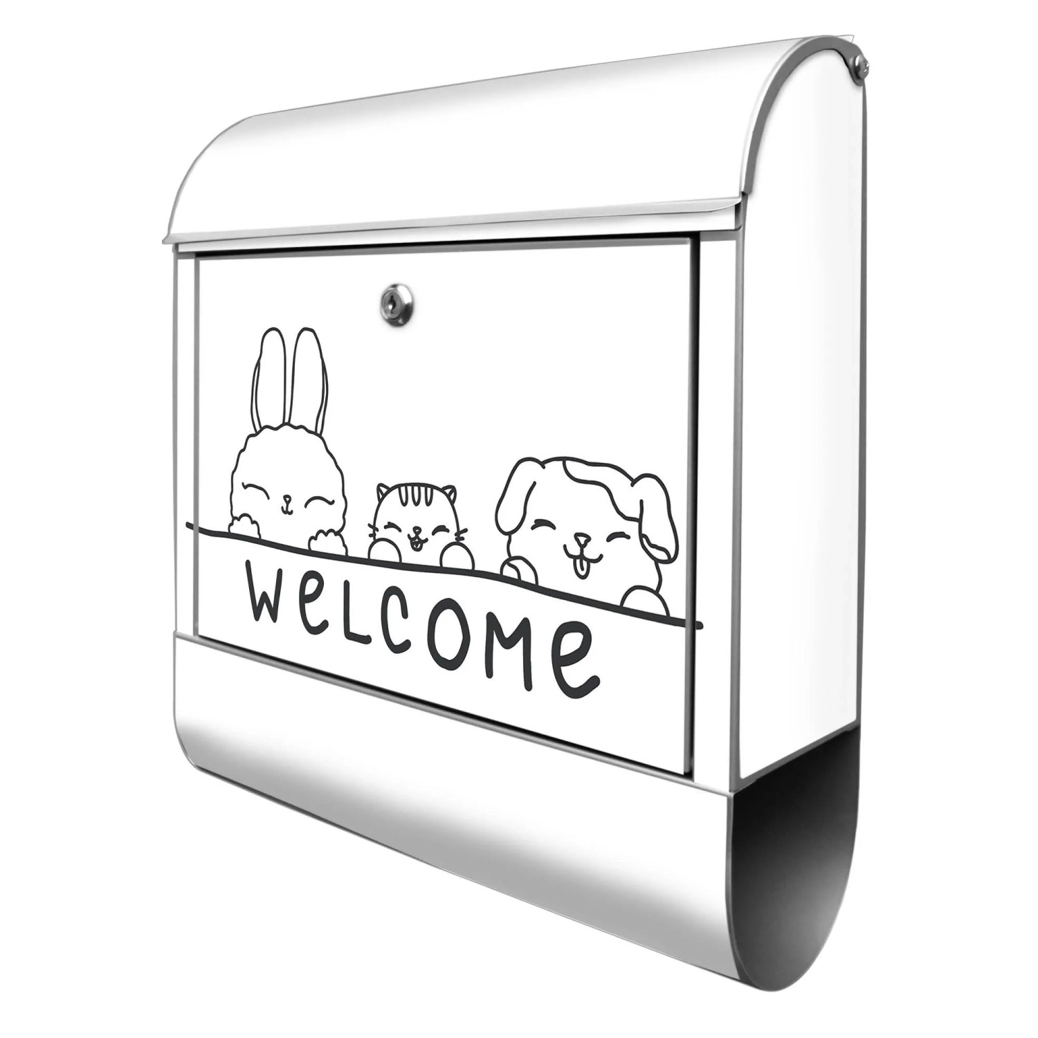 Banjado Design Briefkasten Silber Pulverbeschichtet 39x47x14cm 2 Schlüssel günstig online kaufen