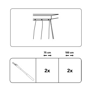 2er-Pack Gardinia Schleuderstäbe, transparent, 100 cm, zum einfachen Aufziehen von Gardinen.