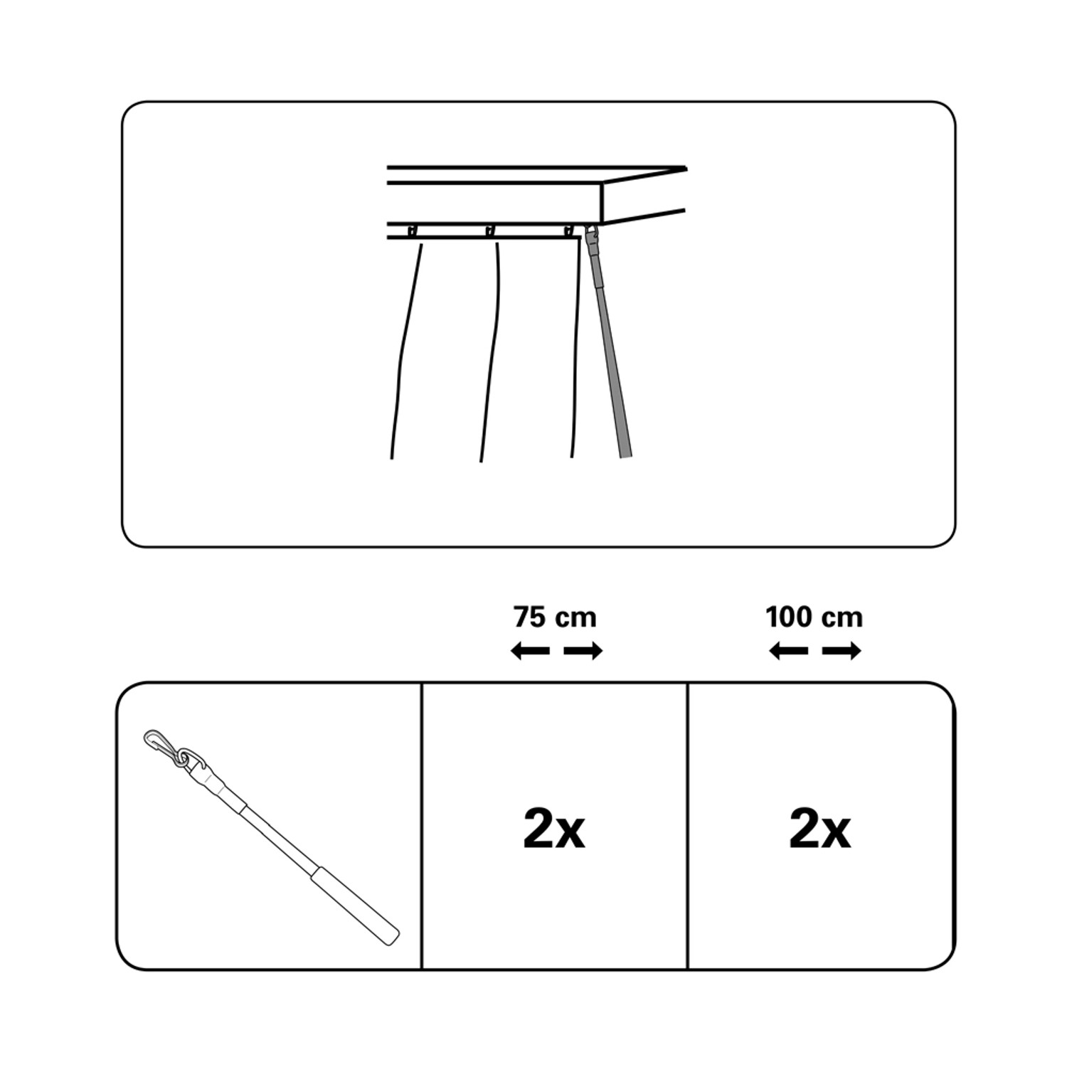 2er-Pack Gardinia Schleuderstäbe, transparent, 100 cm, zum einfachen Aufziehen von Gardinen.