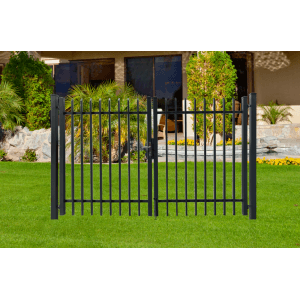 Anthrazitfarbenes Dekor-Doppeltor Porto 300x180 cm zum Einbetonieren, Ansicht von vorn.