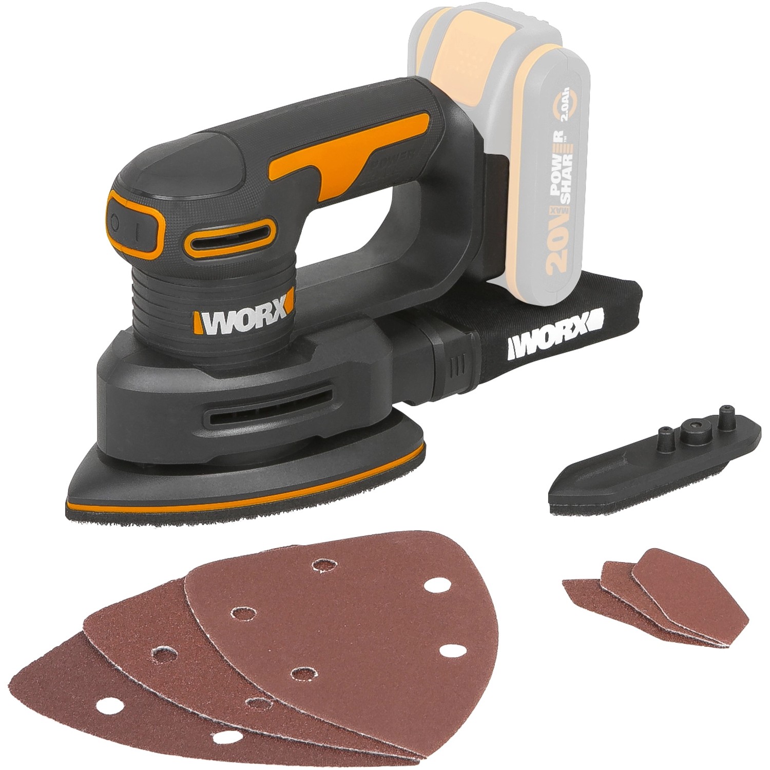 Worx Akku-Dreieckschleifer WX822.9 Solo 20 V günstig online kaufen