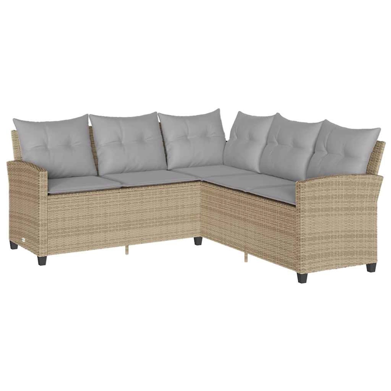 vidaXL Gartensofa in L-Form mit Kissen Beige Poly Rattan 365418